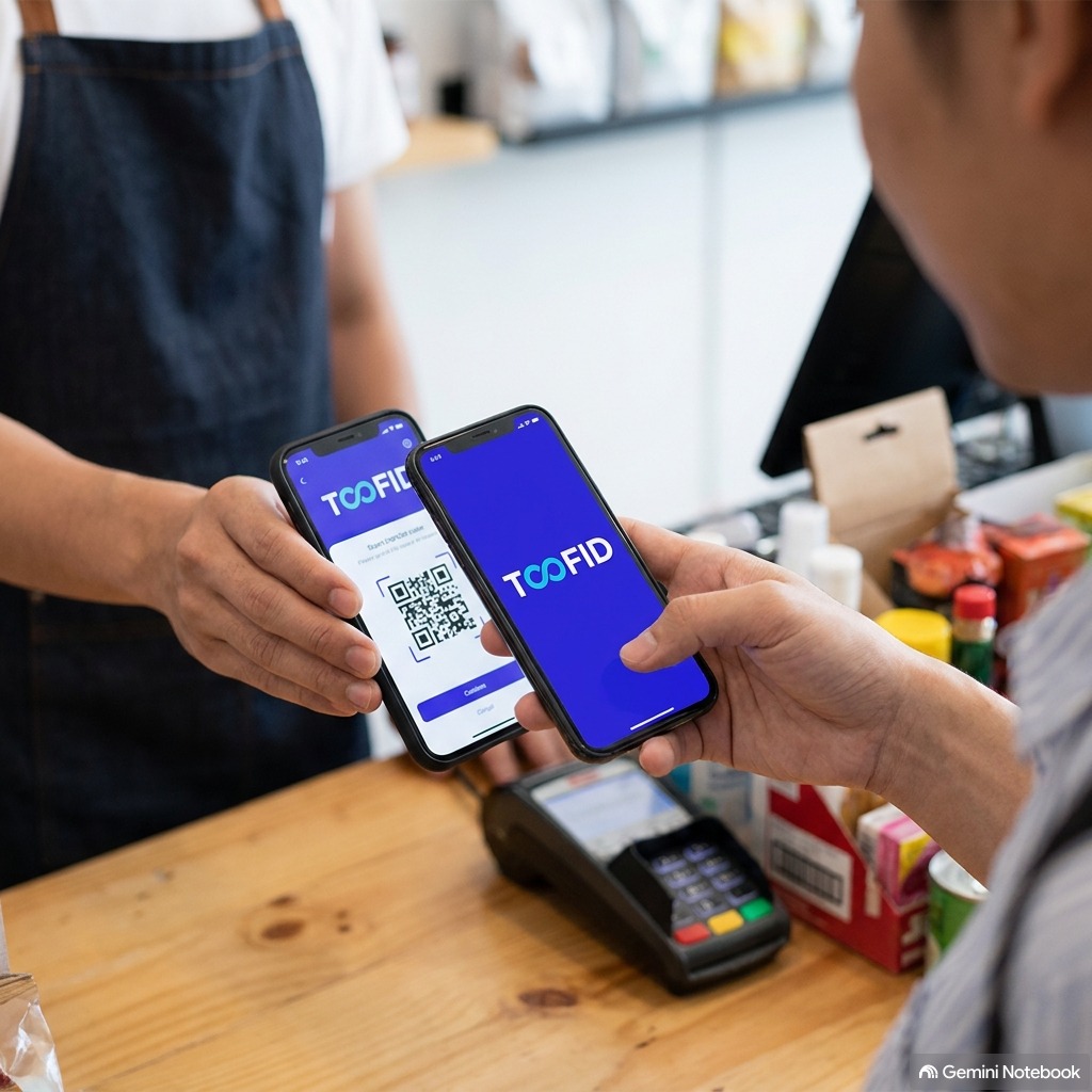 Un commerçant valide une opération de fidélité à l’aide d’un code QR